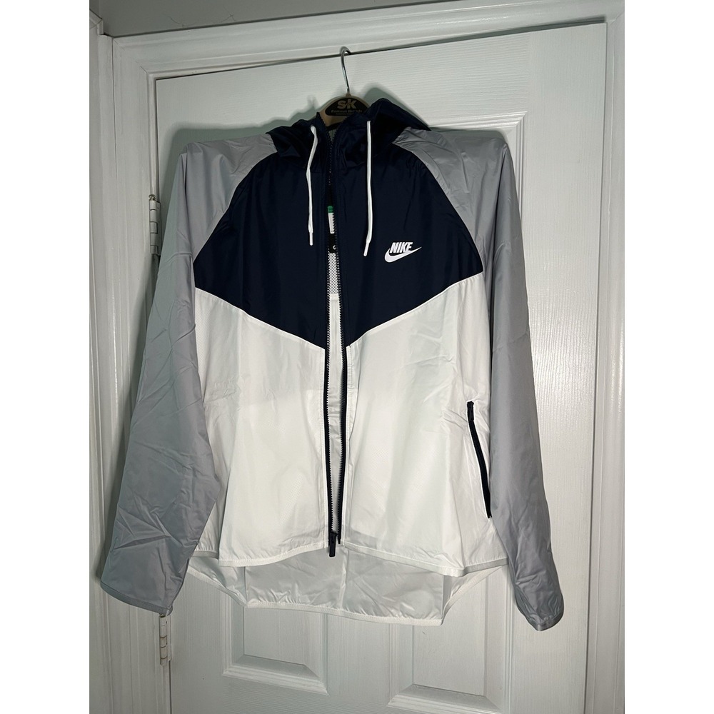 Nike Windrunner Jacket blue, white,‎ and grey color-blocked Women's XL NWT